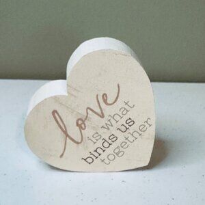 Valentines Day Heart-Shaped Block Decor Valentine LOVE IS WHAT BINDS US TOGETHER